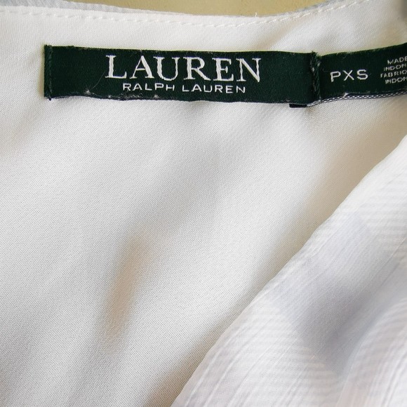 Lauren Ralph Lauren Womens Georgette Blue Pullover Blouse Lined chiffon XSP - Picture 8 of 9